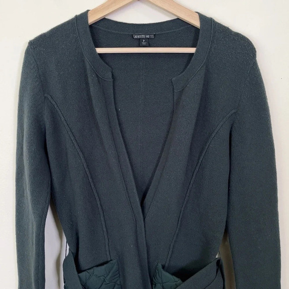 Lafayette 148 New York Dark Green Belted Cardigan - Picture 2 of 13